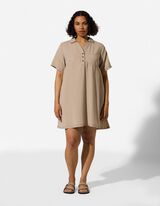 Blusenkleid - Oberschenkellang - Beige