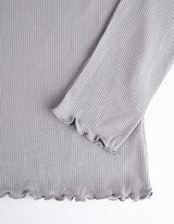 Marškinėliai ilgomis rankovėmis - Nėrinių apvadas - pilkas