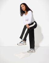 Broek - Contraststrepen - zwart