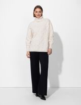 Longpullover - Rollkragen - beige
