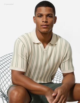 Poloshirt - Streifen - hellgr&uuml;n