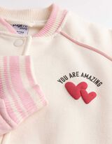 Sweatjacke - R&uuml;ckenprint - wei&szlig;