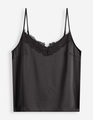 Top - Spitzenbesatz - schwarz