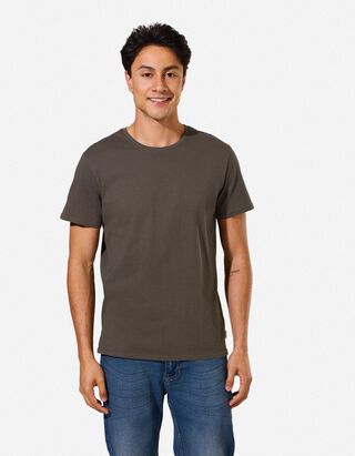 T-shirt - jednokolorowy - Khaki