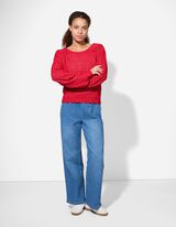 Pulover de tricot - Mâneci bufante - Rosu