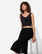 spódnica - prążkowana faktura - czarny