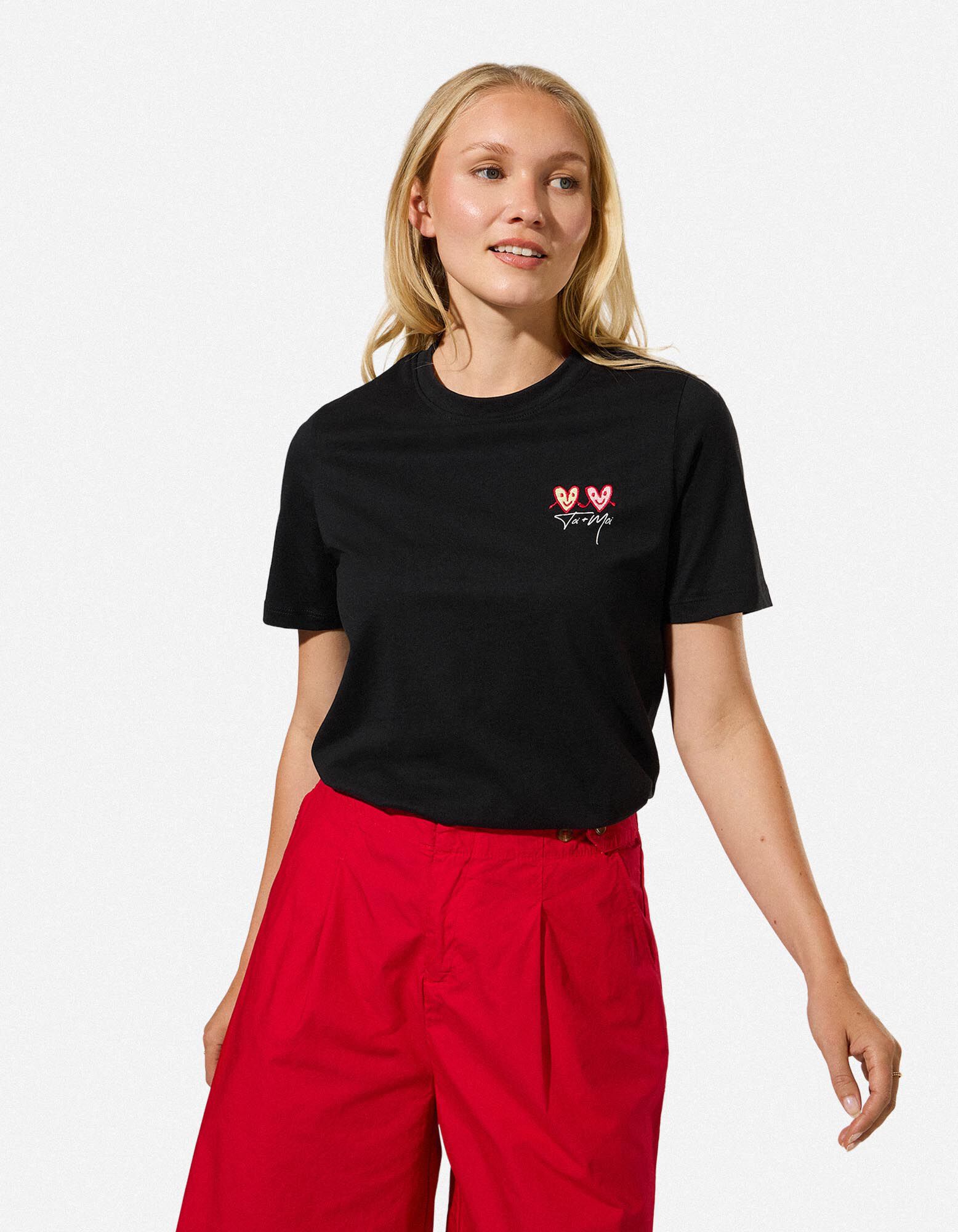 T-Shirt - Stickerei - Schwarz