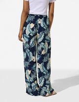 Pantalon palazzo - Viscose - bleu fonc&eacute;