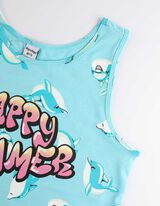 top - błyszczący nadruk - turkusowy