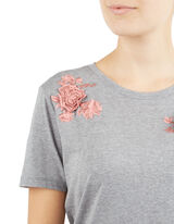Damen Shirt mit floralen Aufn&auml;hern