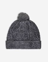 Bonnet à pompon - Tricot torsadé - Gris foncé
