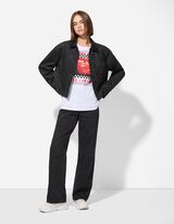 Jachetă-cămașă - Imitație de piele întoarsă - Negru