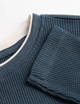 Langarmshirt - Waffelstruktur - dunkelblau