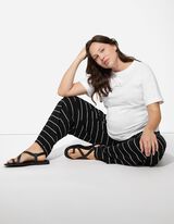 Těhotenské kalhoty - Proužky - cerná