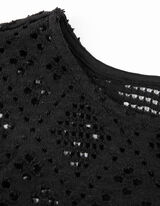 Cămașă cropped - Tricot perforat - Negru