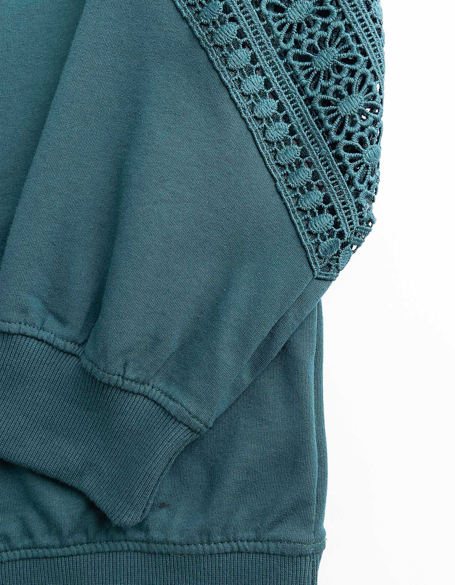 Sweatshirt - Metallic-Details - Petrol