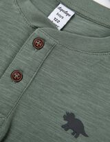 Marškinėliai ilgomis rankovėmis - Sagų juostelė - tamsiai zalias