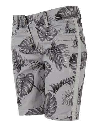 Damen Jeansshorts mit Bl&auml;ttermuster