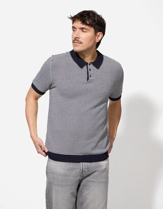 Poloshirt - Allover-Muster - dunkelblau