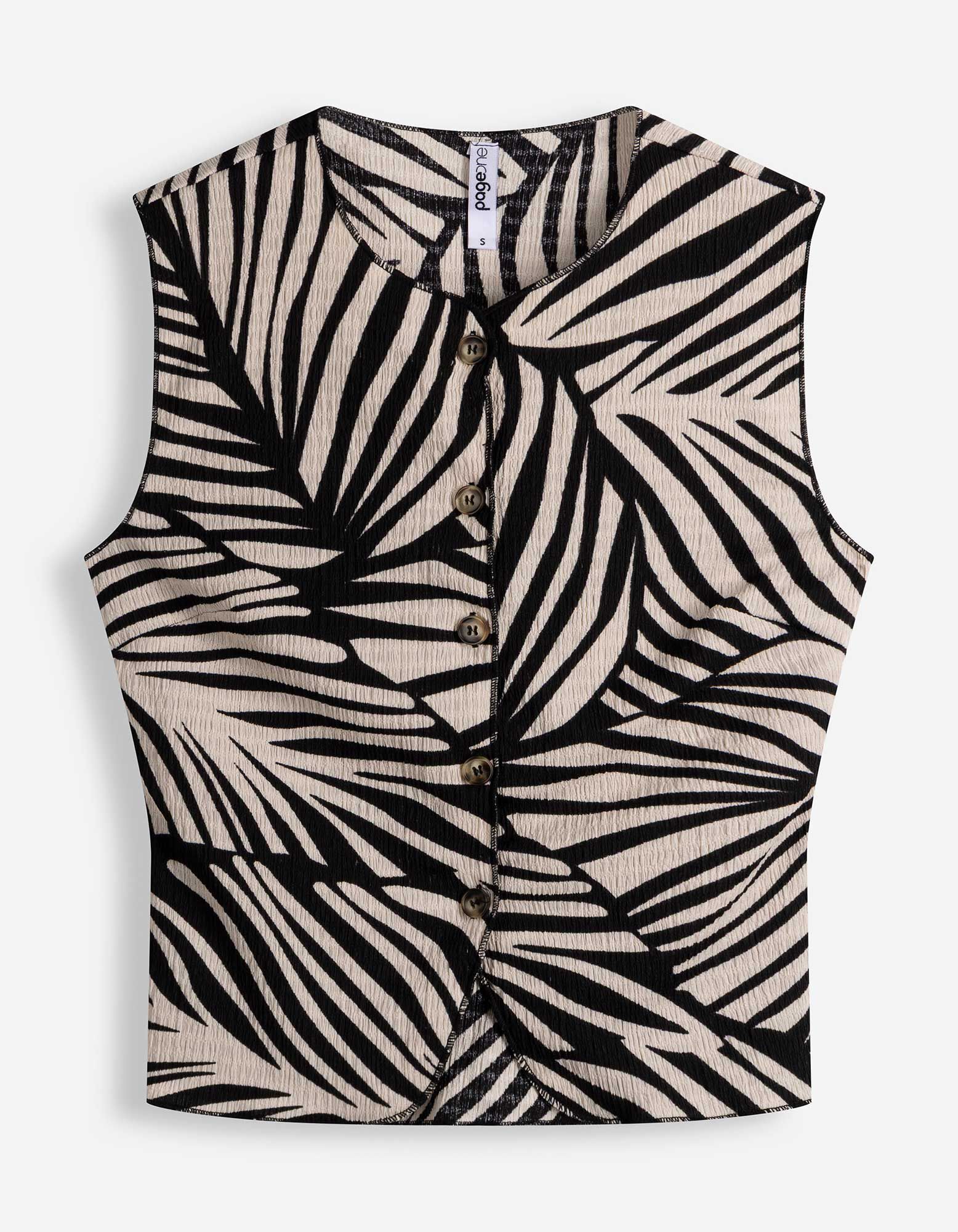 Top sans manches - Imprim&eacute; all-over - beige