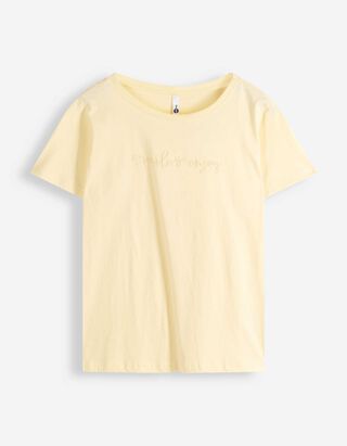 T-Shirt - Stickereien - hellgelb