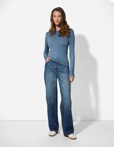 Pletený sveter - Ozdobné gombíky - tmavomodra