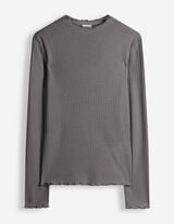 Longsleeve - Geribde structuur - Donkergrijs