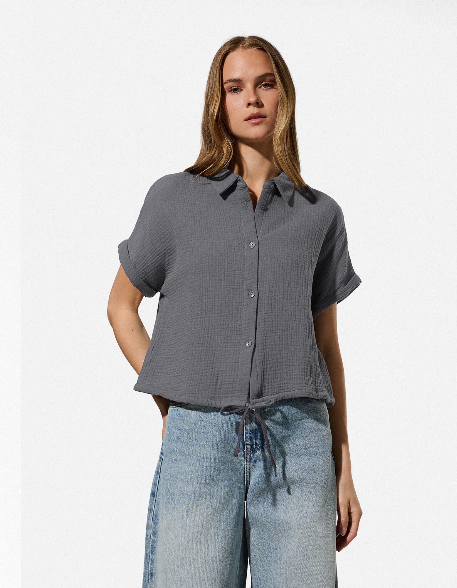 Chemise - Mousseline - gris fonc&eacute;