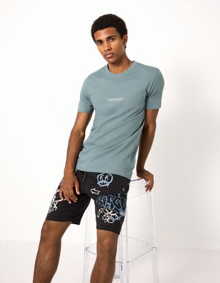 Shorts - Allover-Print - Dunkelgrau