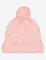 Bobble kepurė - kabelio mezginys - sviesiai rozinis