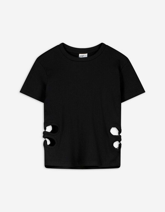 Shirt - Cut-Outs - schwarz