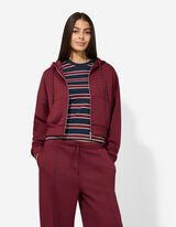 Sweatjacke - Cropped - dunkelrot