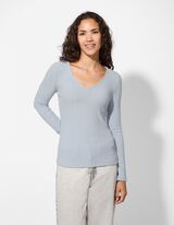 Hosszú ujjú felső - Pointelle - vilagoskek