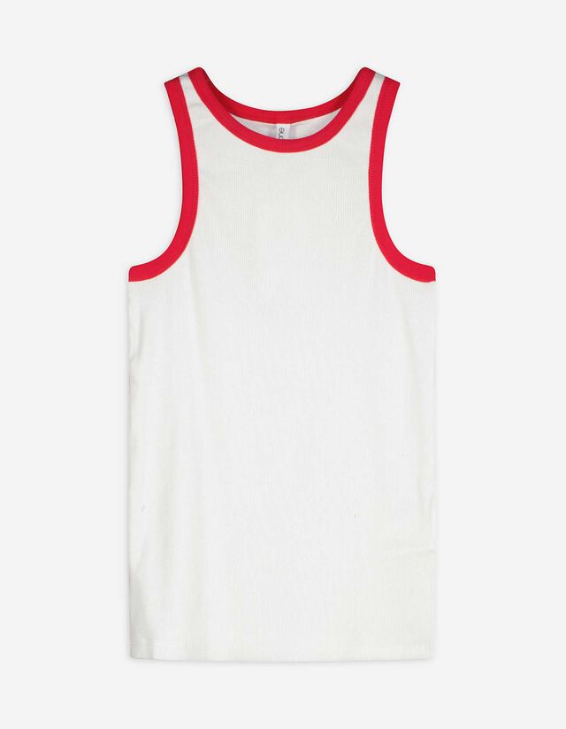 Top - A costine - bianco