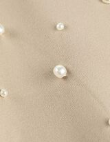 Kleid - Zierperlen - beige