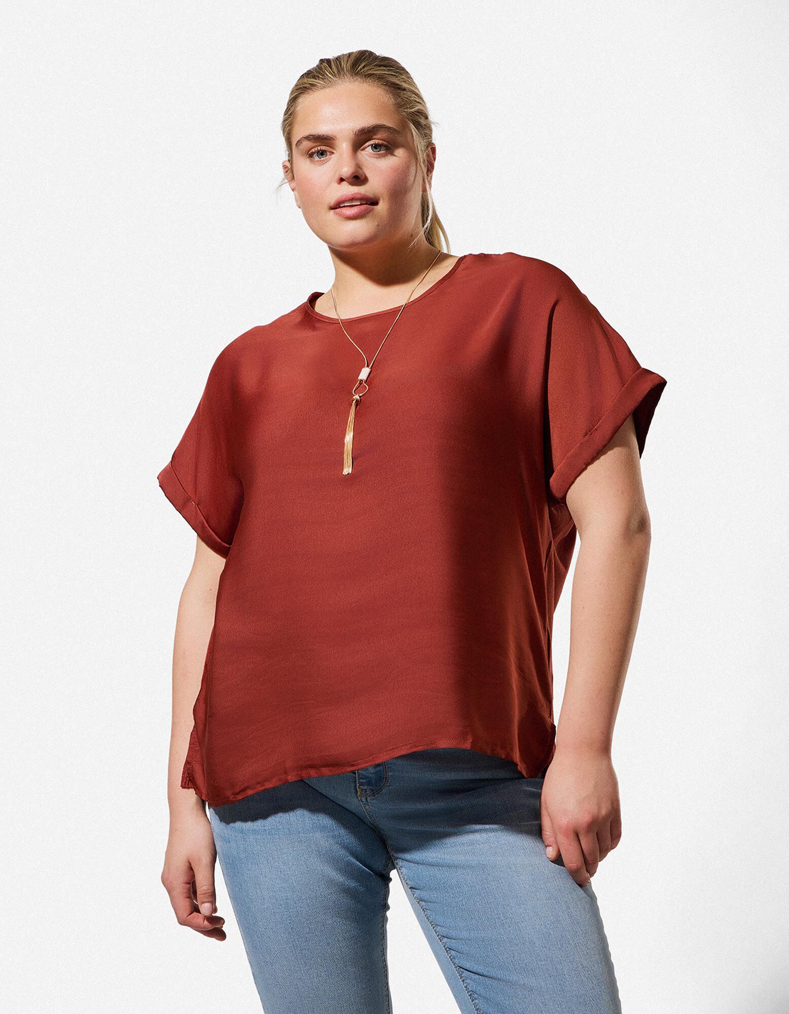 Shirt - Seitenschlitz - dunkelrot