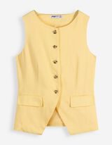 Weste - Leinen-Optik - hellgelb