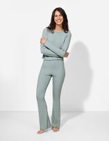 Pyjama Set aus Shirt und Hose - Gerippt - türkis