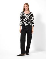 Langarmshirt - Allover-Print - Schwarz
