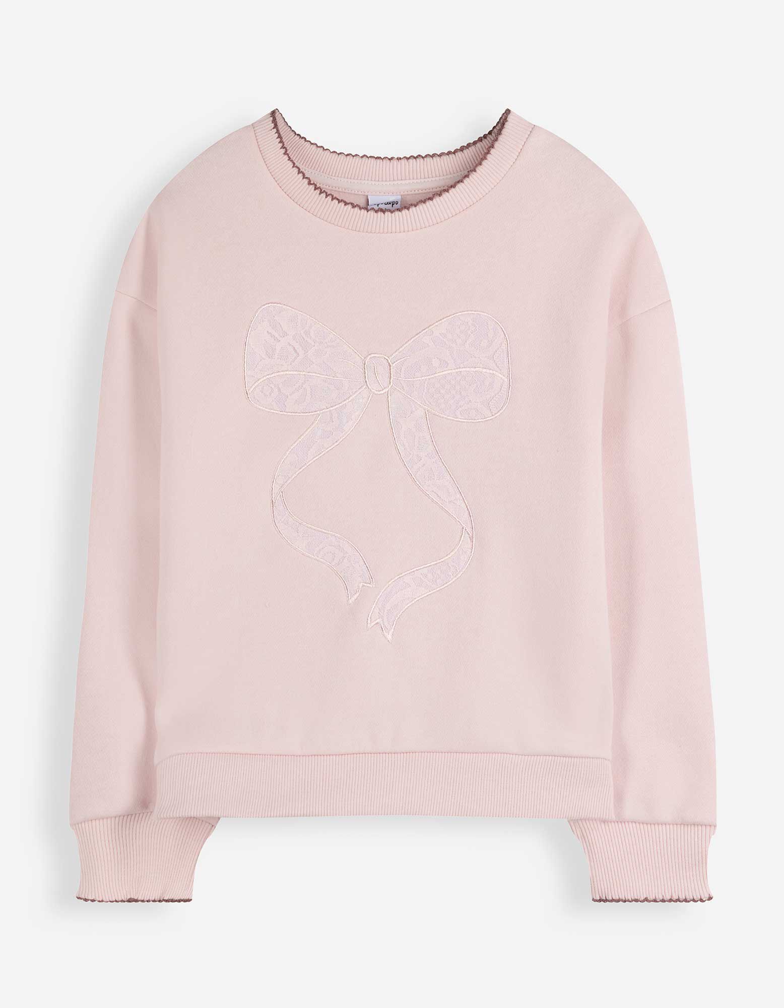 Sweatshirt - Schleifenapplikation - Rosa