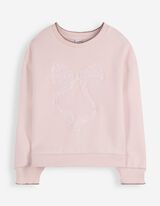 Sweatshirt - Schleifenapplikation - Rosa