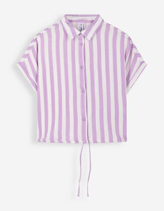 Hemdbluse - Allover-Print - Rosa