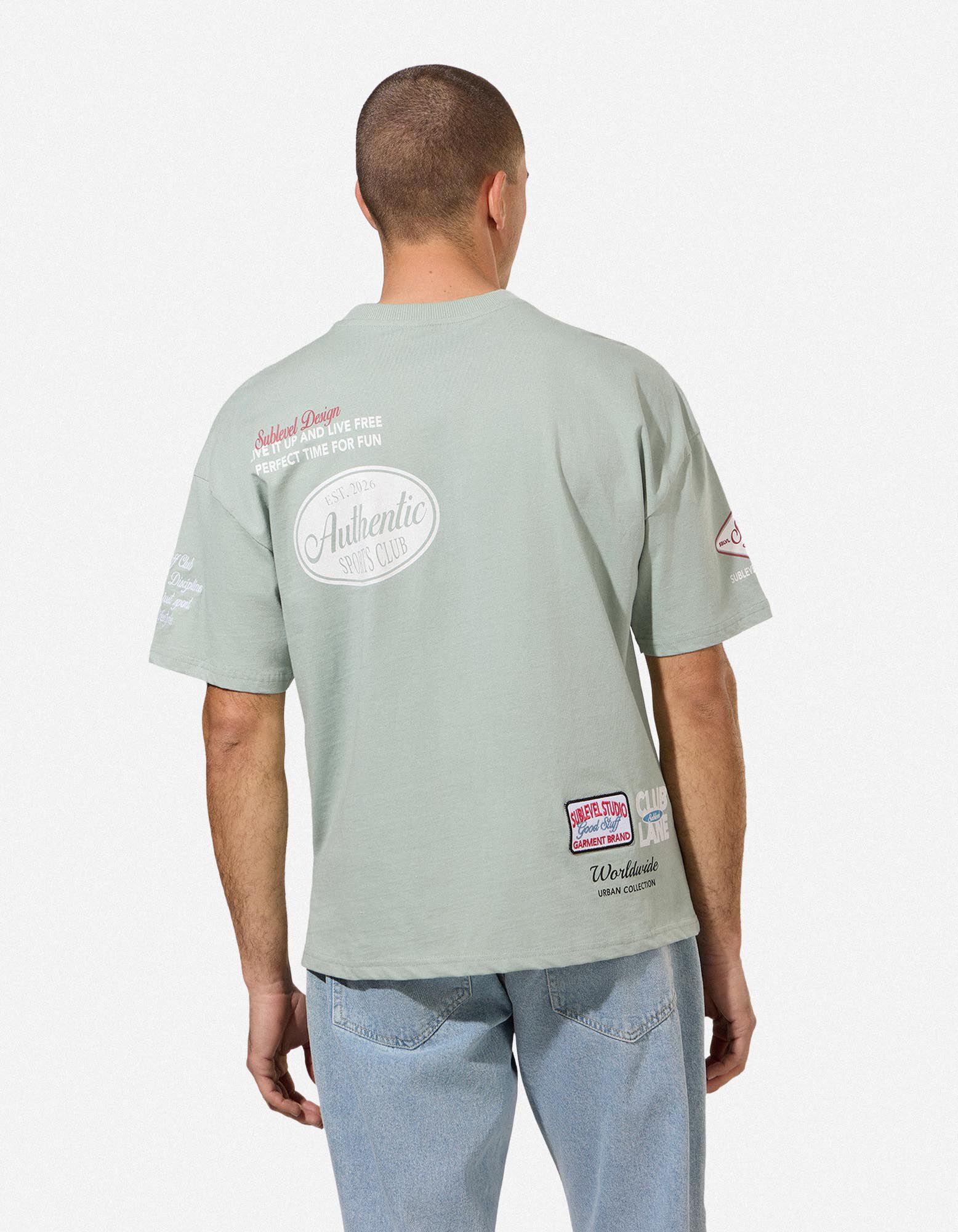 T-Shirt - Allover-Print - hellgr&uuml;n