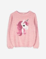Strickpullover - Paillettenbesatz - rosa