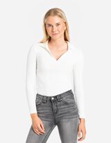 Majica sa dugim rukavima - rebrasti materijal - bela