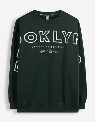 Sweatshirt - Baumwoll-Mix - Dunkelgr&uuml;n