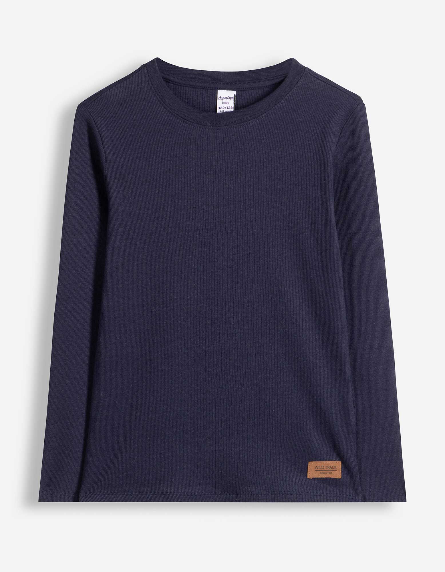 Langarmshirt - Feinripp - Dunkelblau