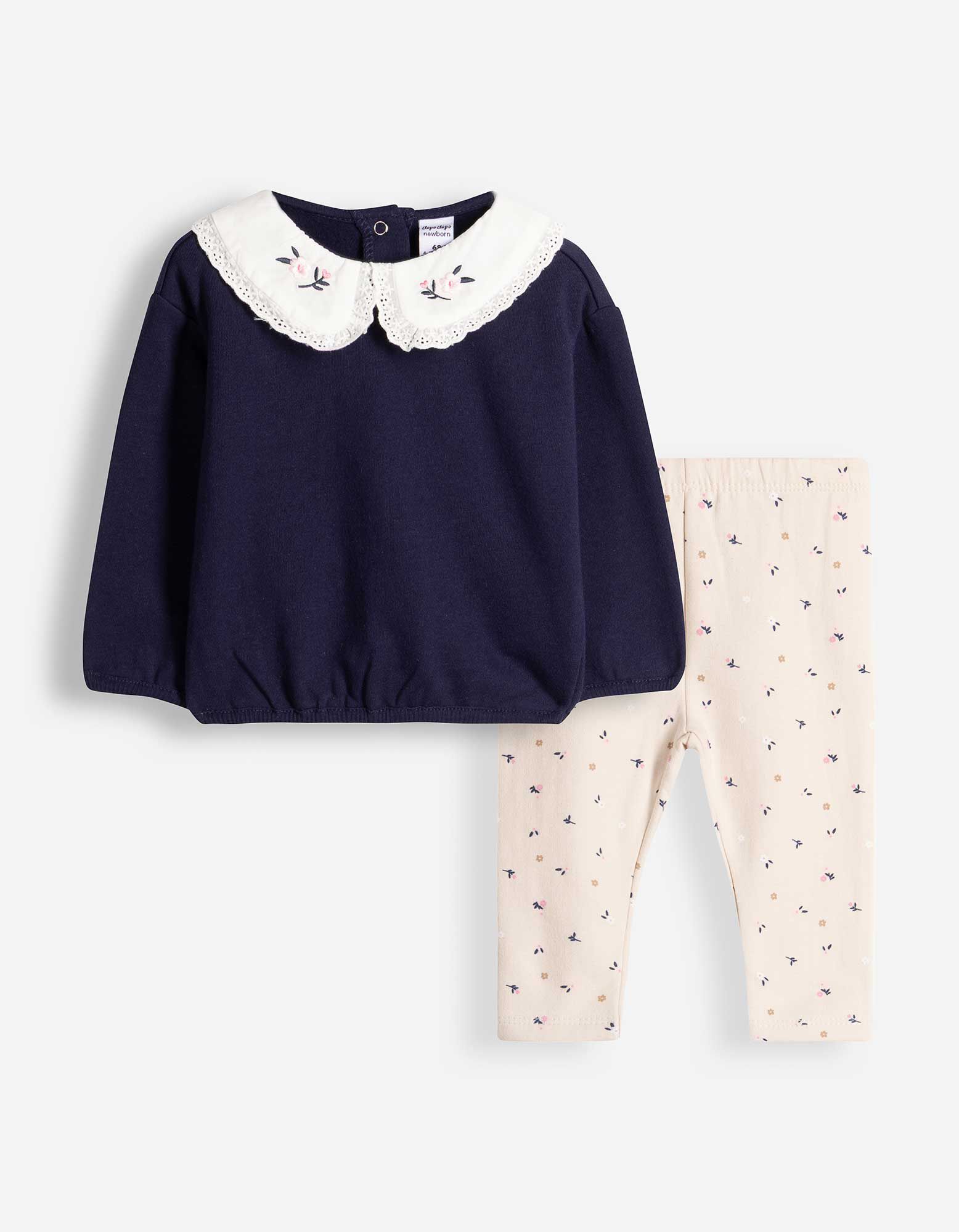 Set aus Sweatshirt und Leggings - Bubikragen - Dunkelblau