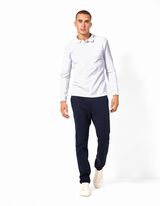 Langarmshirt - Polokragen - Wei&szlig;