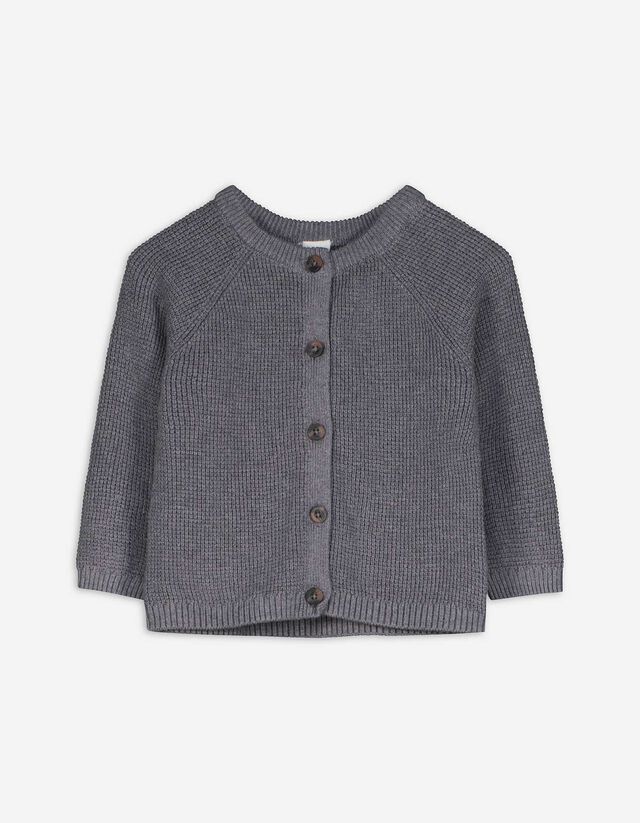 Strickjacke - Baumwolle - grau